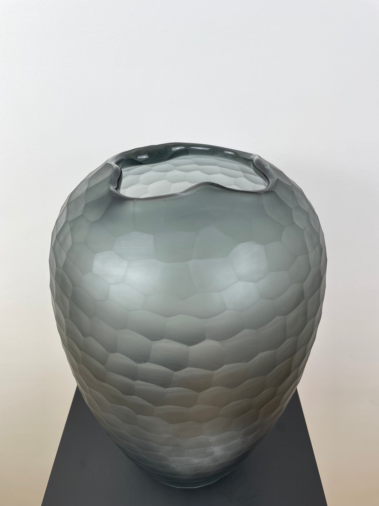 Glasvase, mundgeblasen, grau, 35cm