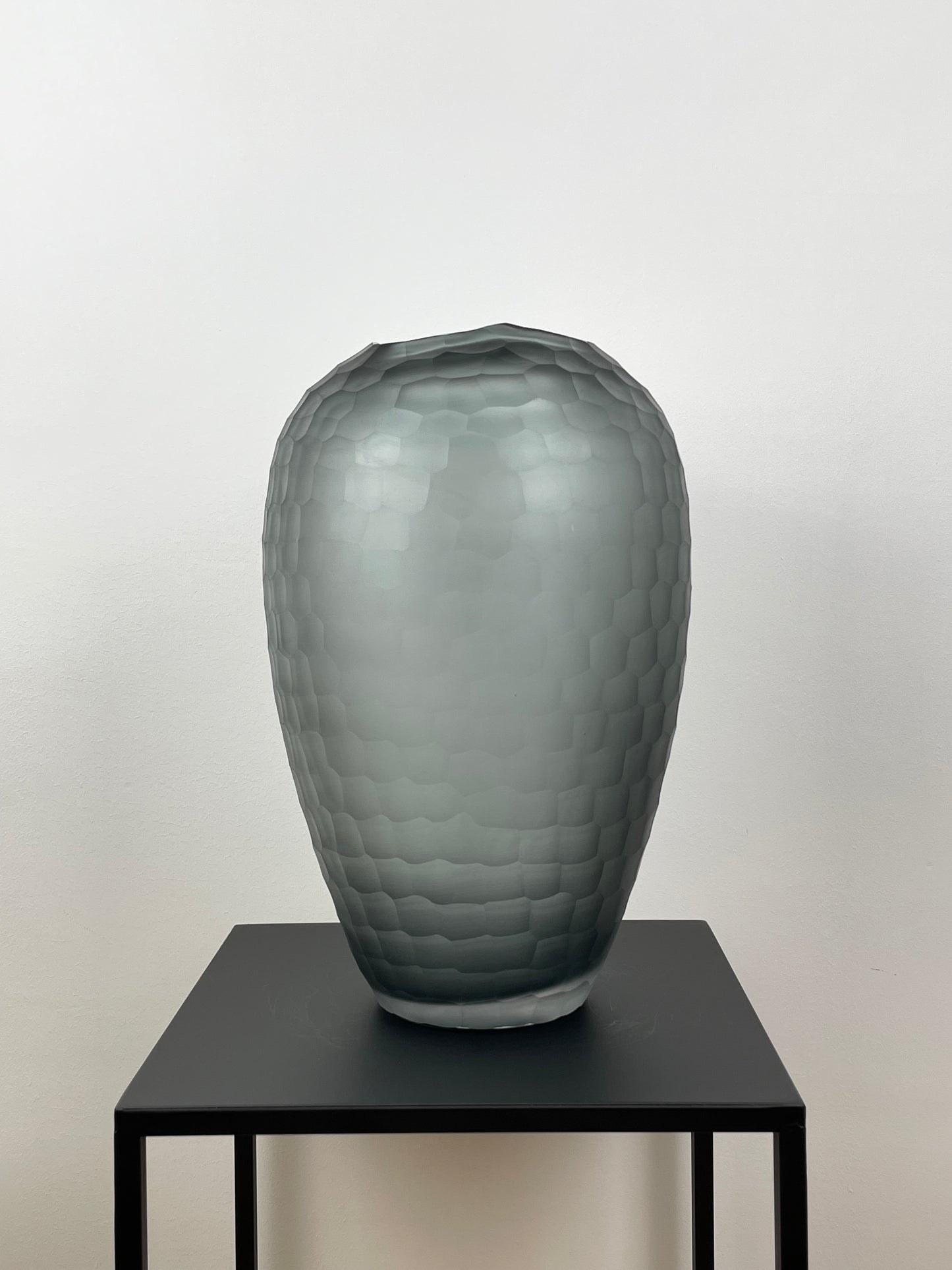 Glasvase, mundgeblasen, grau, 35cm