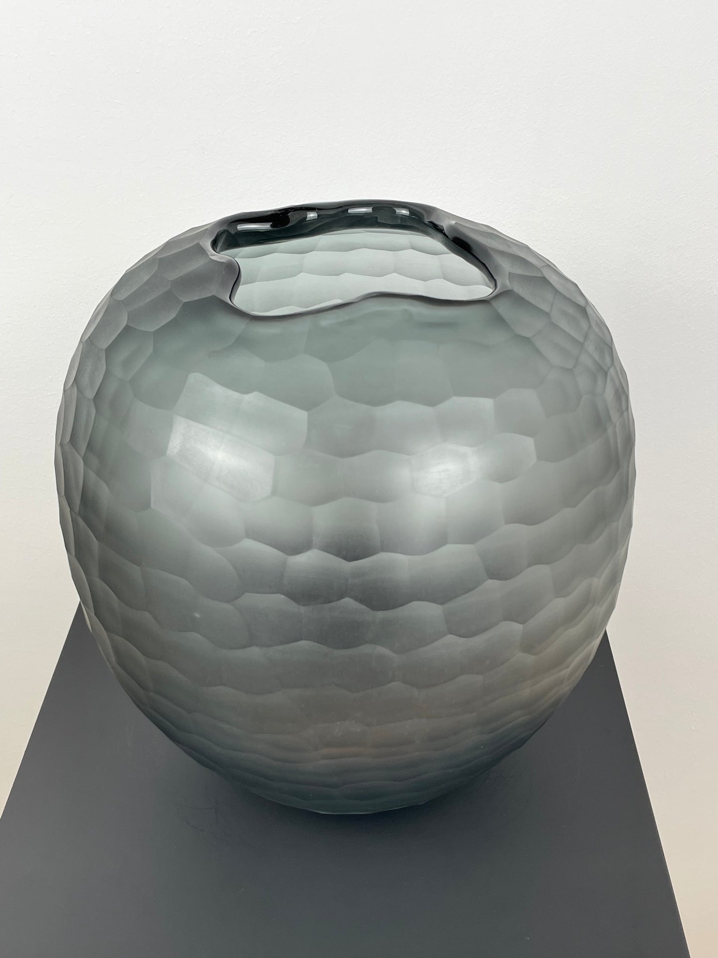 Glasvase, mundgeblasen, grau, 24cm