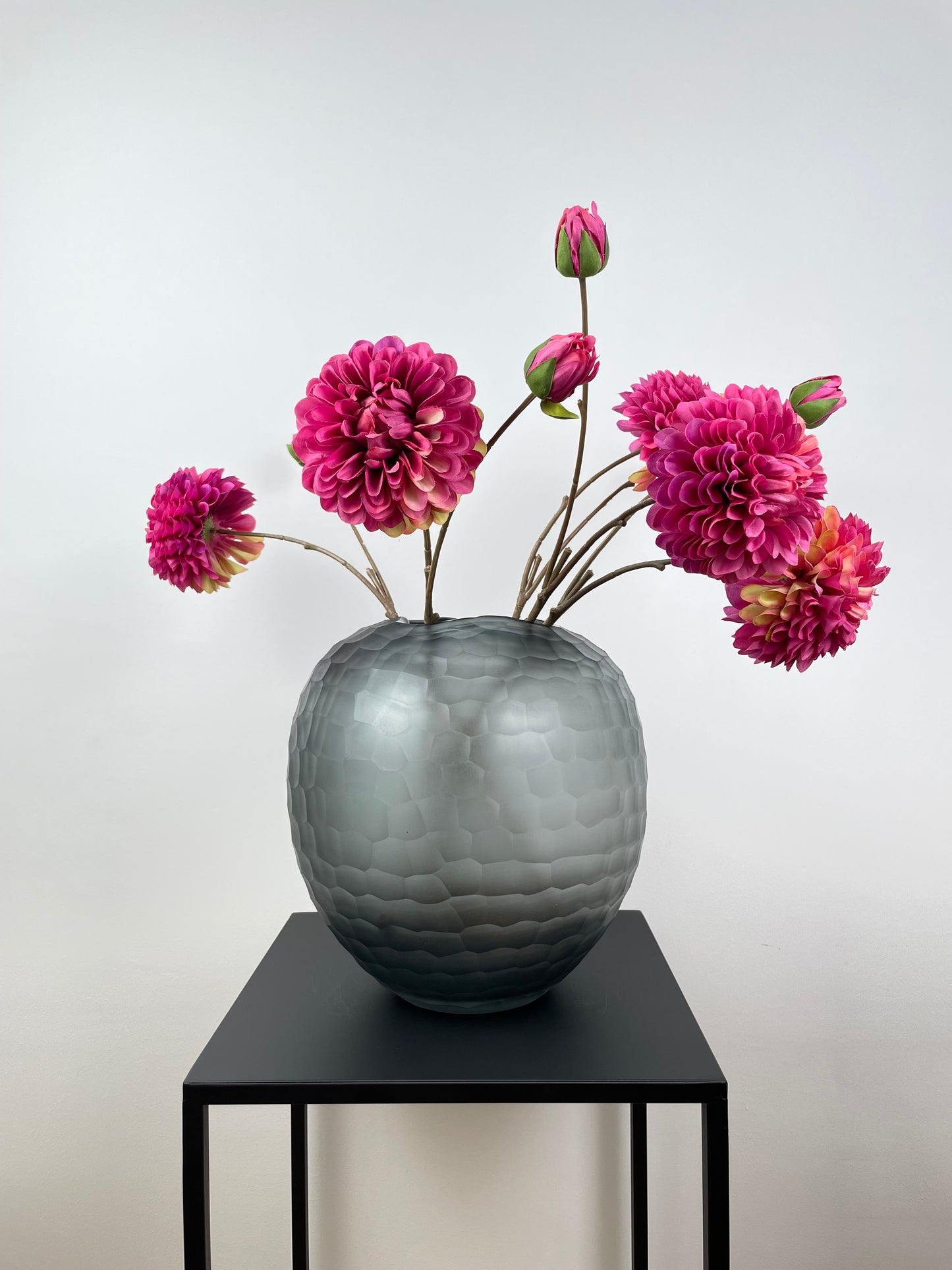 Glasvase, mundgeblasen, grau, 24cm