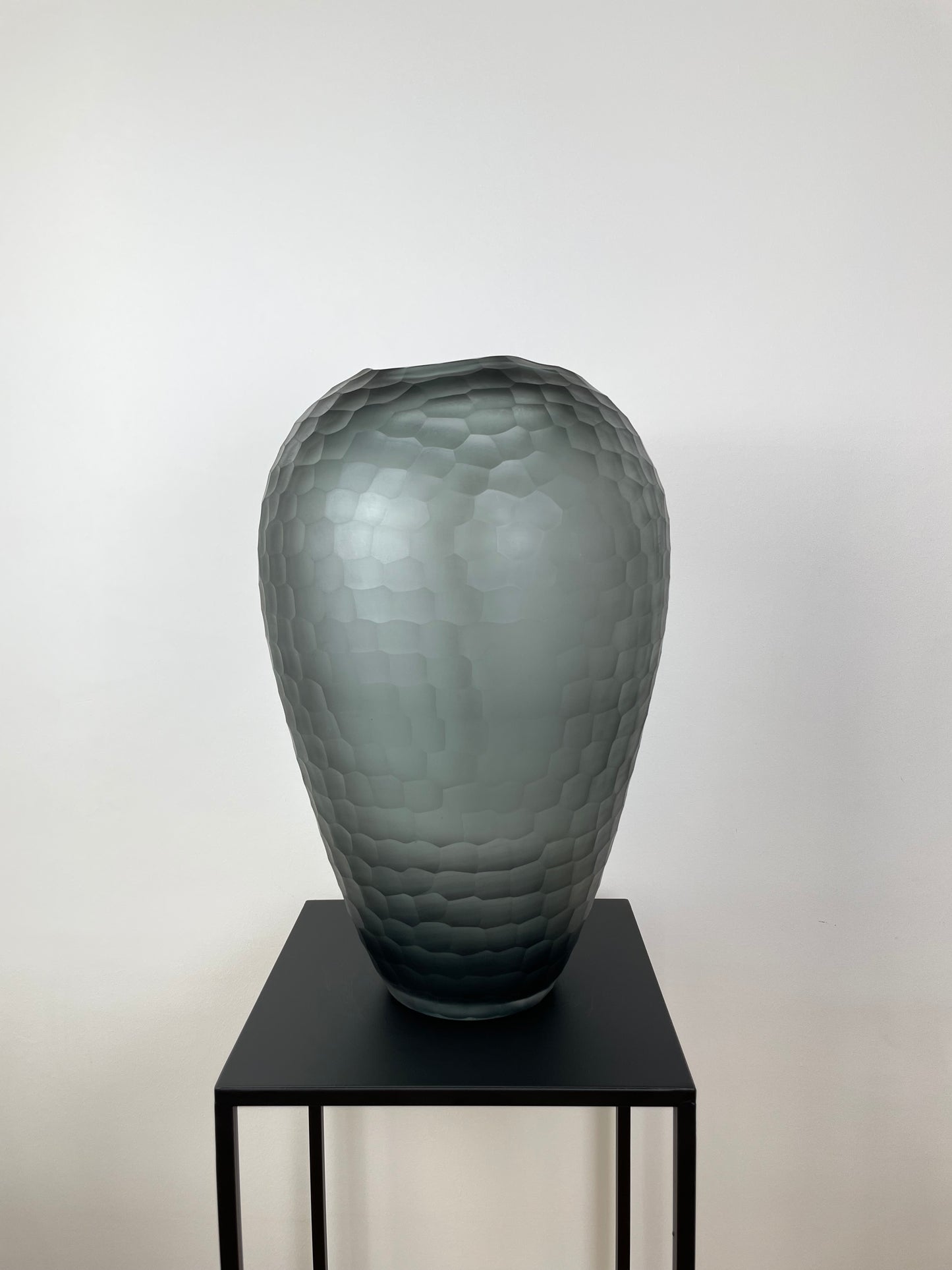 Glasvase, mundgeblasen, grau, 45cm