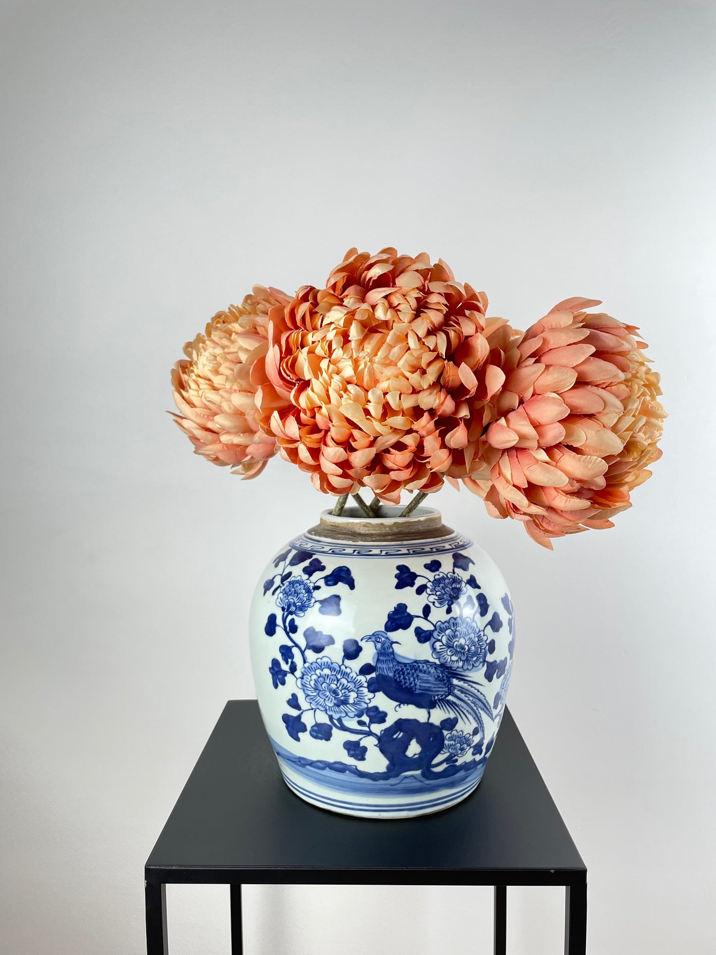 Porcelain vase, white and blue, hand-painted, 25 cm