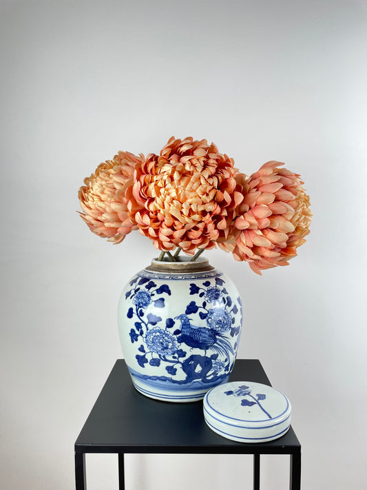 Porcelain vase, white and blue, hand-painted, 25 cm