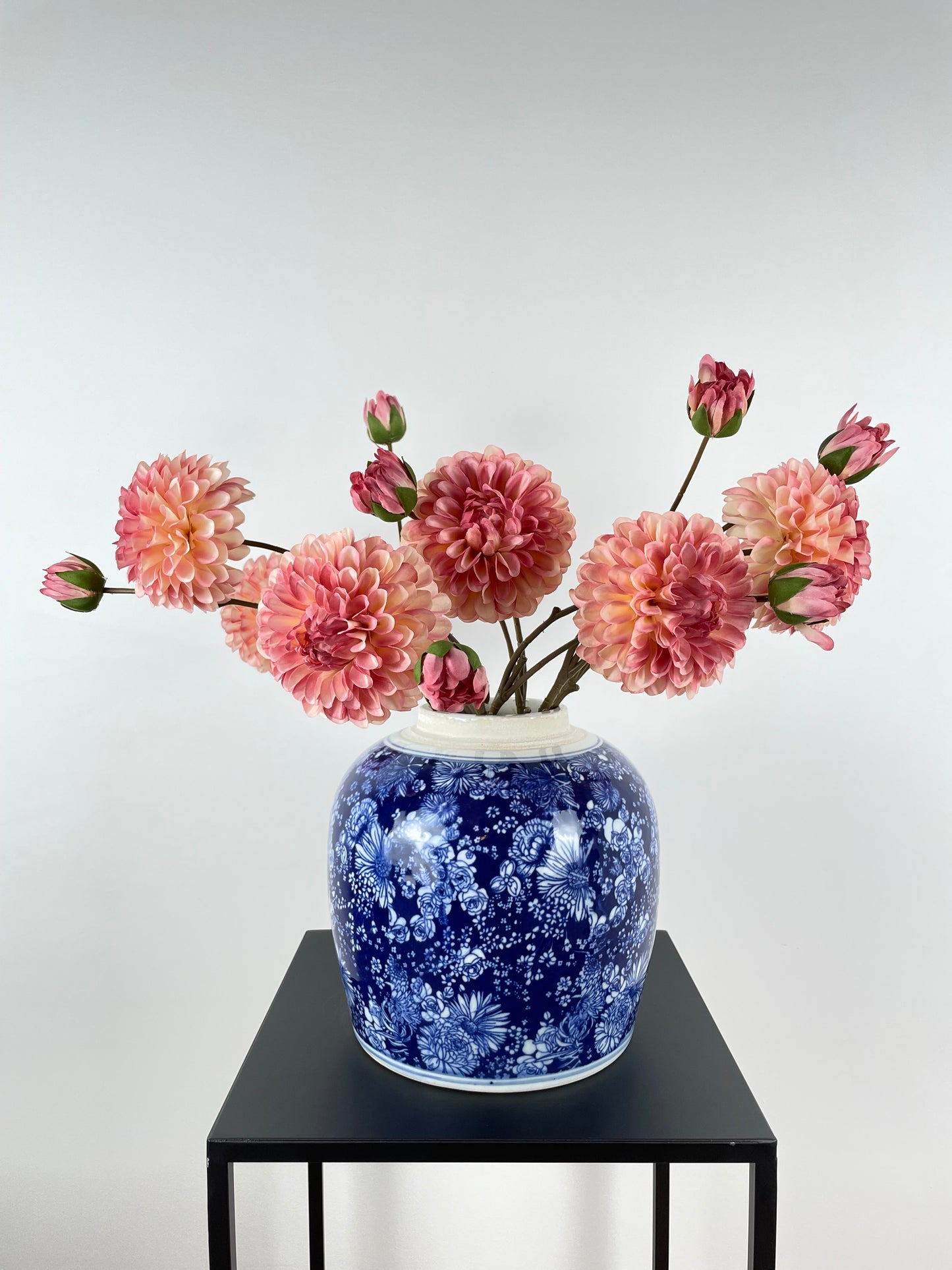 Porzellanvase, blau, handbemalt, 22cm