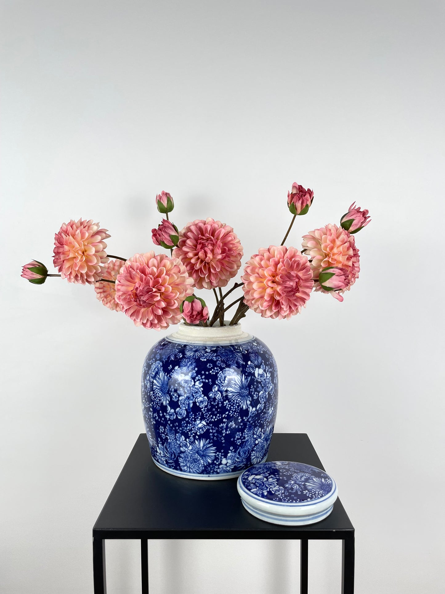 Porzellanvase, blau, handbemalt, 22cm