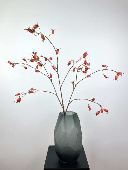 Künstlicher Hagebuttenzweig, orange, 106cm