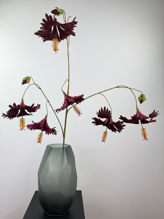 Künstliche Hibiskus Blüte, bordeaux, 110cm
