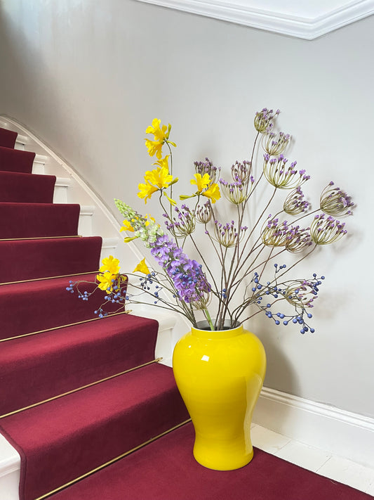 Porcelain floor vase, yellow, 56cm