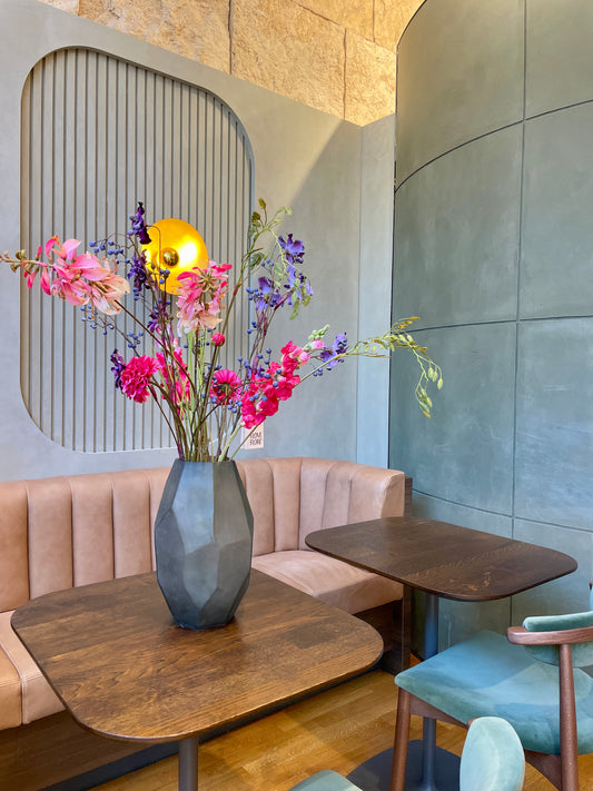 Glass vase, "The Rock medium" mouth-blown, grey, 33 cm