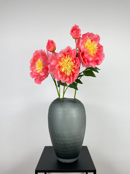 Artificial peony, salmon-colored, 79cm