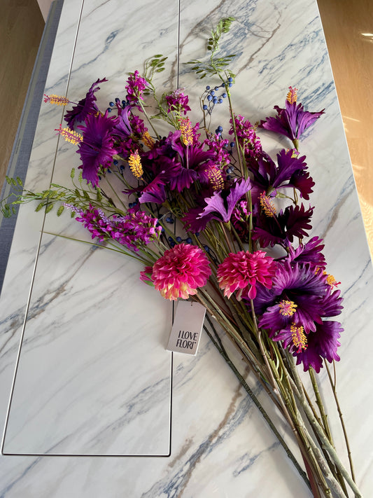 Künstliche Hibiskus Blüte, violett, 110cm