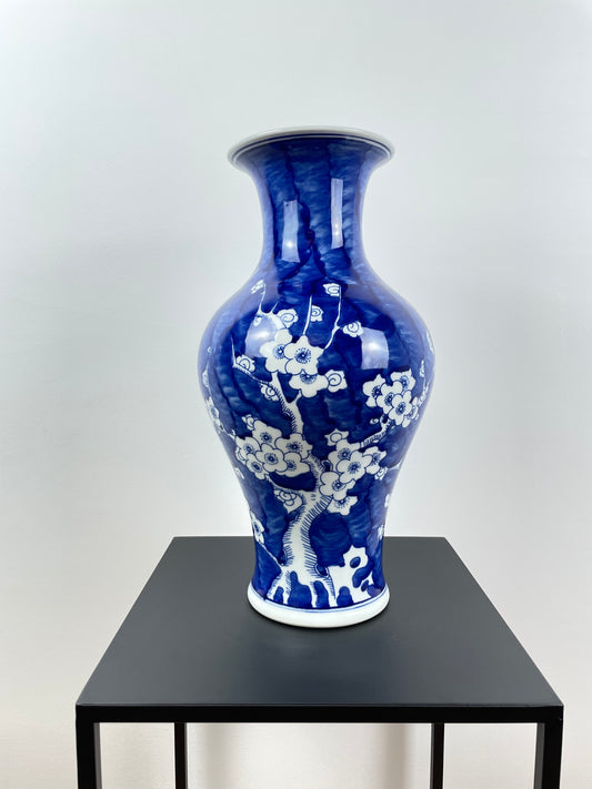 Porzellanvase, handbemalt, blau, 35cm