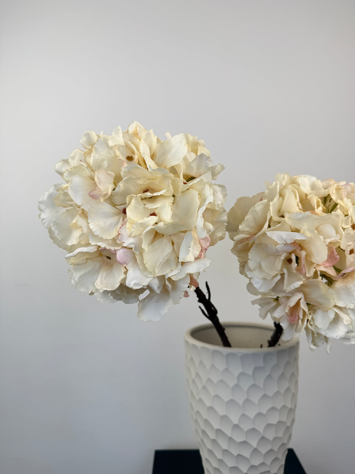 Künstliche Hortensie wie echt, creme, 64cm, in Vase – Silk-ka