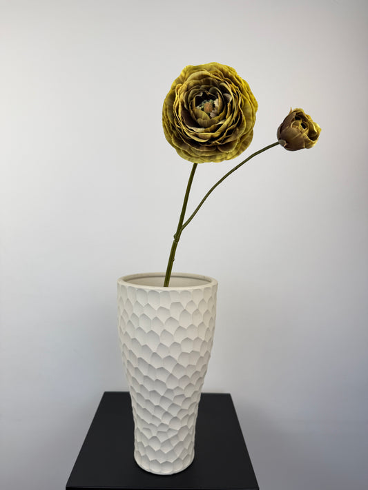 Künstlicher Ranunkelzweig wie echt, gelb/braun, 62cm – Silk-ka
