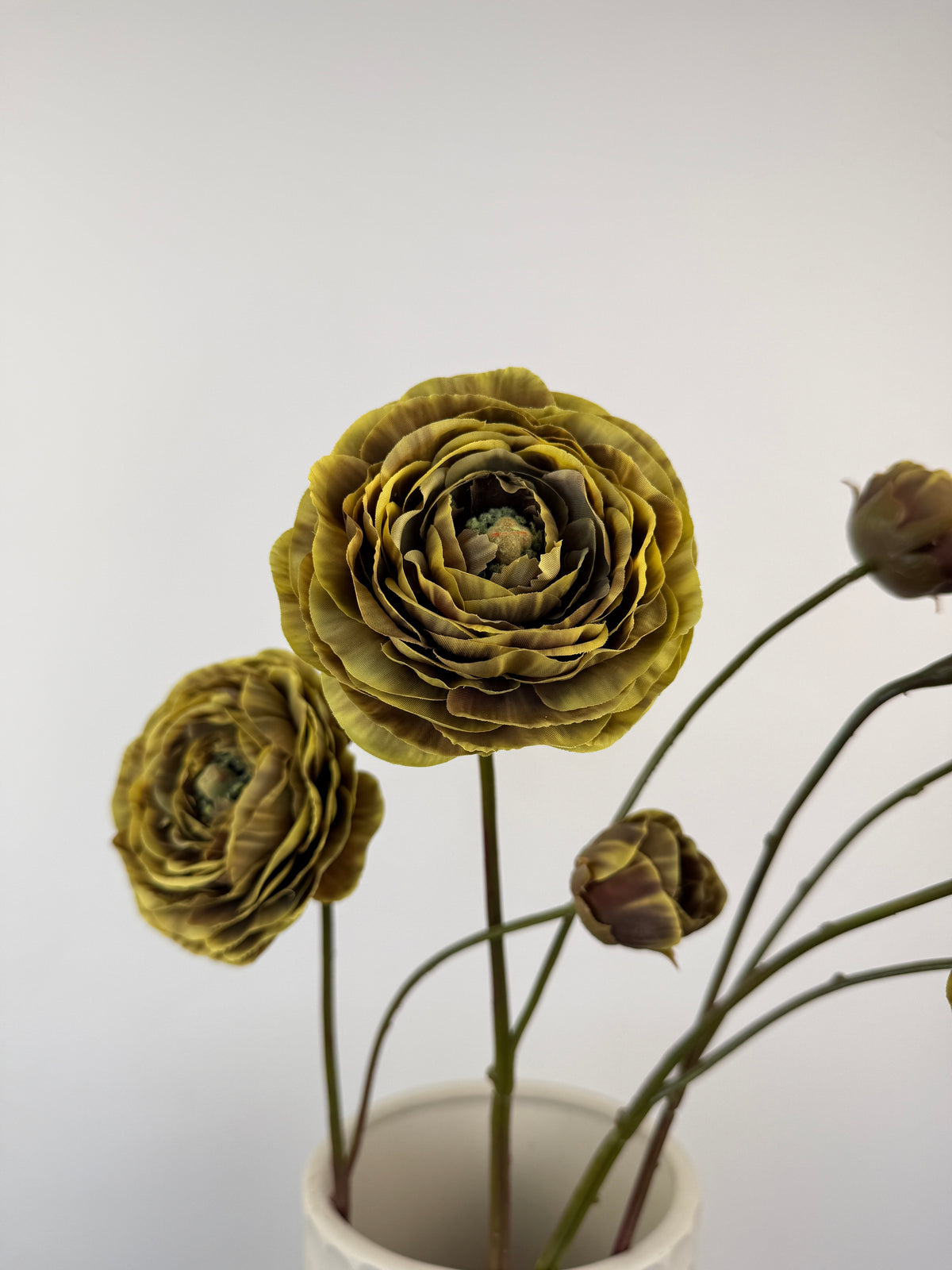 Künstlicher Ranunkelzweig wie echt, gelb/braun, 62cm, Ansicht 3 – Silk-ka