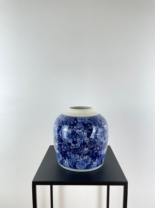 Porzellanvase, blau, handbemalt, 22cm