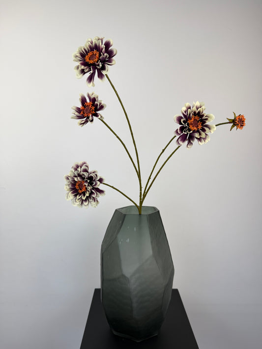 Künstlicher Zinnienzweig wie echt, creme/lila, 90cm – Silk-ka