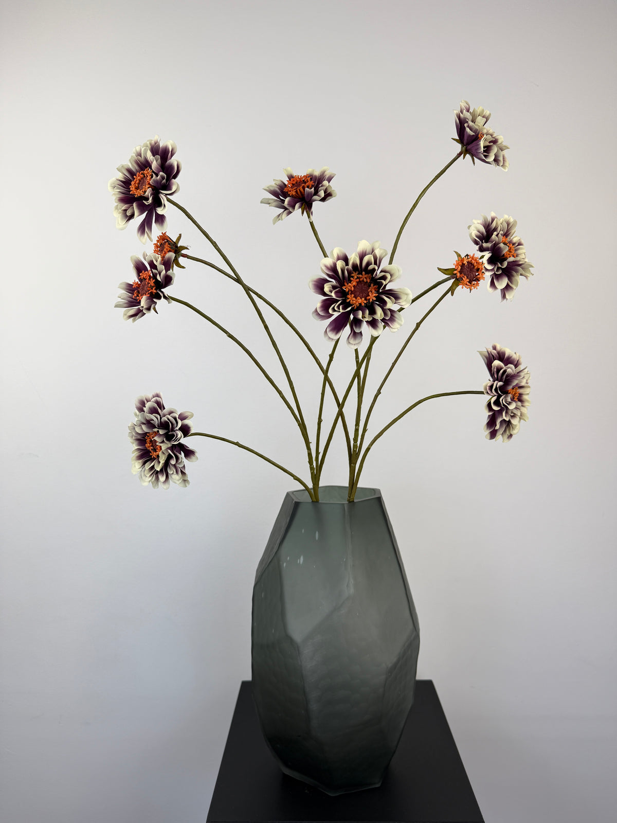 Künstlicher Zinnienzweig wie echt, creme/lila, 90cm, Ansicht 2 – Silk-ka