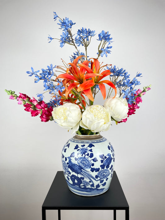 Kunstblumen Bouquet "Summer in the City" mit Vase