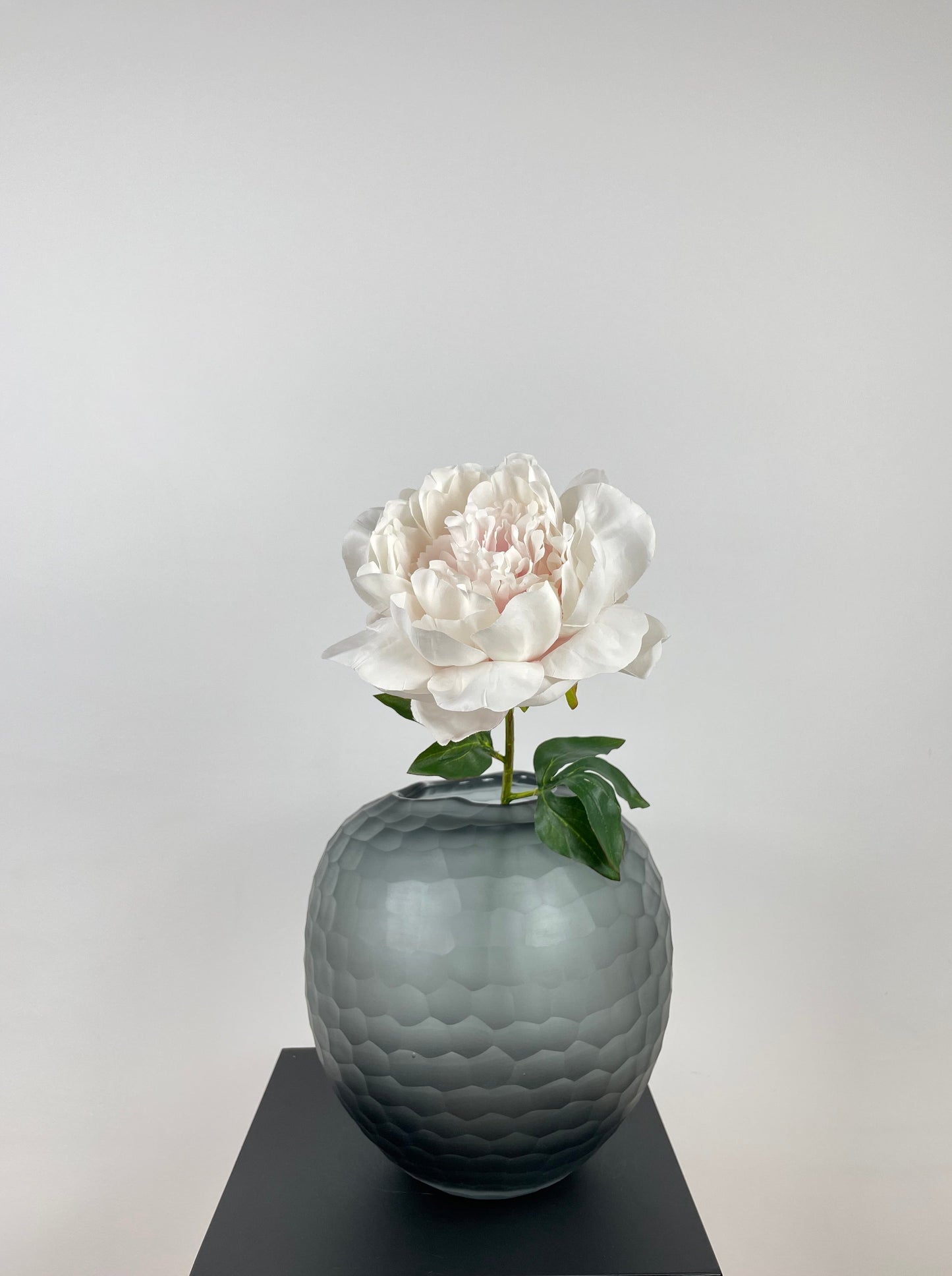 Künstliche Pfingstrose, weiss-rosa, 52cm