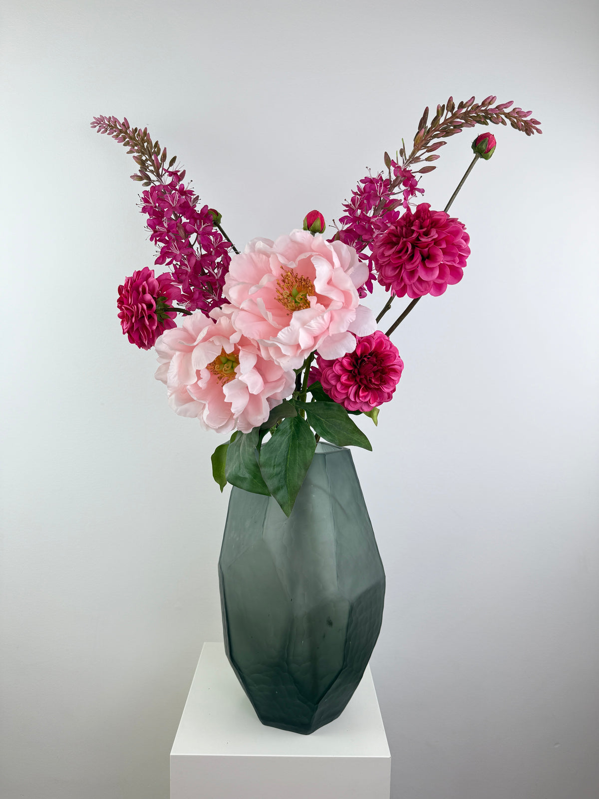 Kunstblumen Bouquet Pure Pink hochwertig wie echt – Steppenkerze, Dahlie und Pfingstrose in Pink