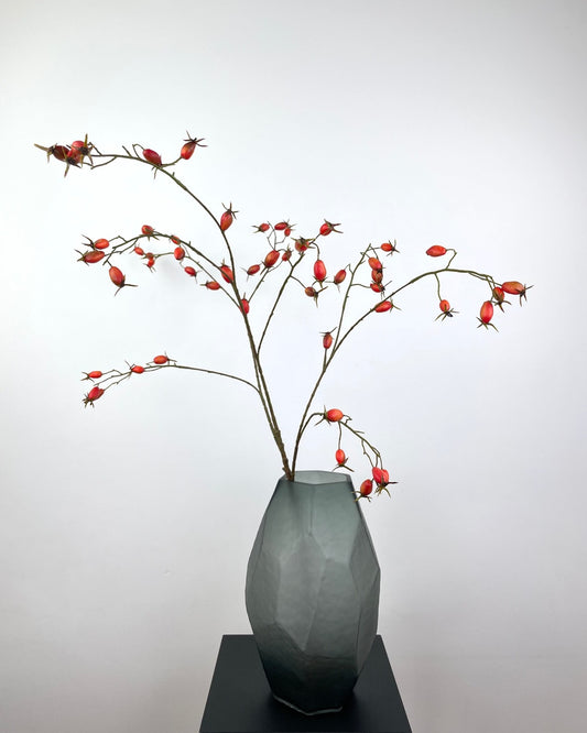 Künstlicher Hagebuttenzweig wie echt, orange, 106cm